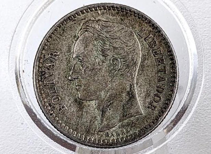 1919 Rare Venezuela 1/2 Bolivar Silver Coin - AU Condition - Philadelphia Mint -