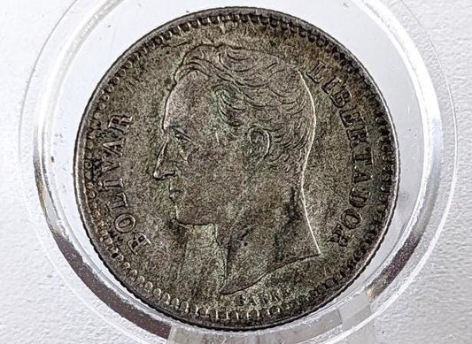 1919 Rare Venezuela 1/2 Bolivar Silver Coin - AU Condition - Philadelphia Mint -
