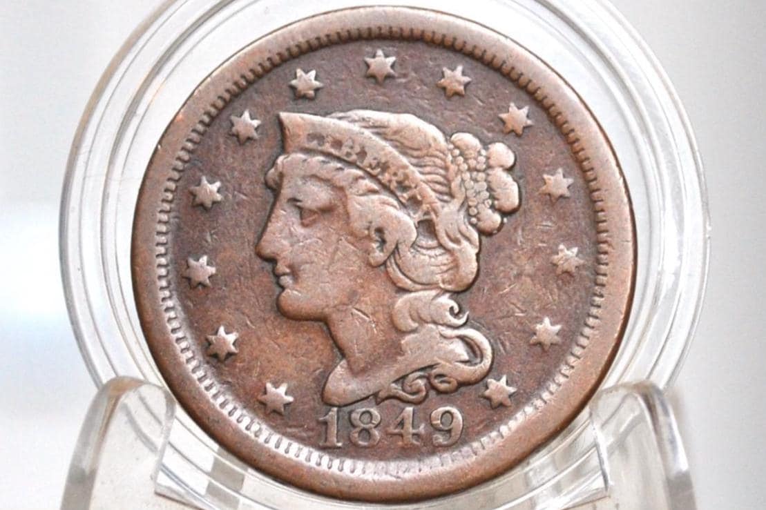 1849 Braided Hair Large Cent - Choose by Grade - 1849 Coronet Cent - 1849 US Large Cent - Braided Hair 1839 to 1857