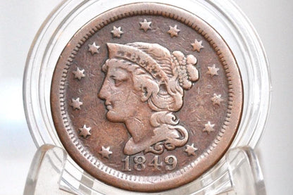 1849 Braided Hair Large Cent - Choose by Grade - 1849 Coronet Cent - 1849 US Large Cent - Braided Hair 1839 to 1857