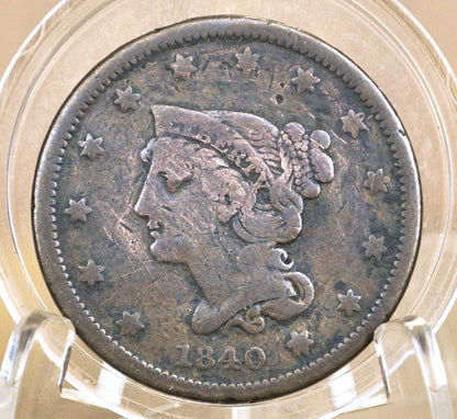 1840 Braided Hair Large Cent - Choose by Grade / Coin - 1840 Coronet Cent - 1840 US Large Cent - Braided Hair 1839 to 1857