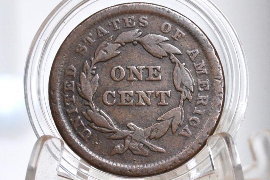 1842 Braided Hair Large Cent - G (Good), Small Date Type - 1842 Coronet Cent - 1842 US Large Cent - Braided Hair 1839 to 1857