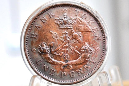 1857 Bank of Upper Canada One Penny - 1 Penny Bank Token - Great Detail - 1857 Bank Token One Penny - 1857 Canadian Large Cent