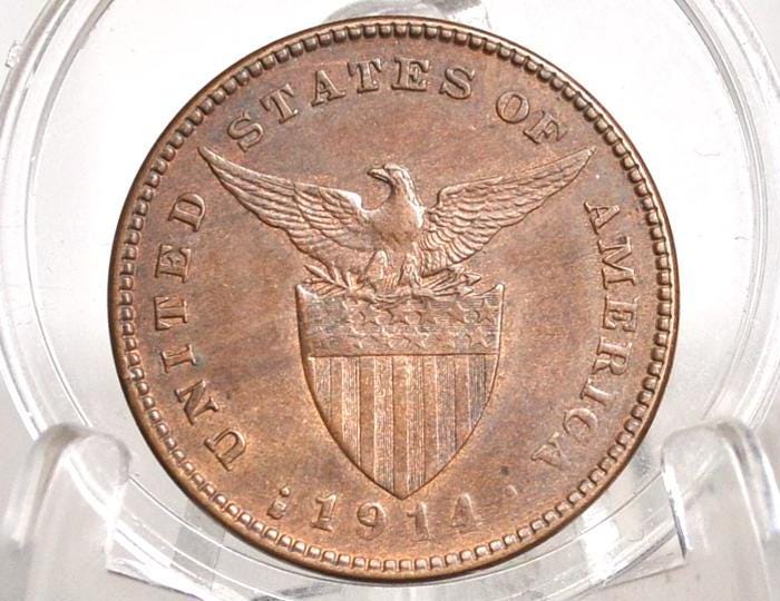 US Philippines 1914 One Centavo - UNC (Uncirculated) Grade/Condition - San Francisco Mint -