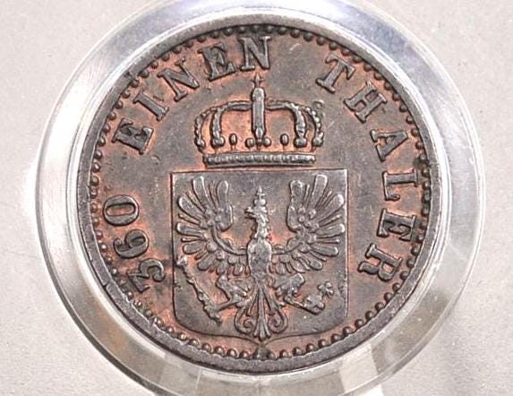 1870 Prussian 1 Pfennig Scheidemunze Coin - UNC (Uncirculated) Condition - William I -