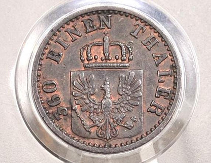 1870 Prussian 1 Pfennig Scheidemunze Coin - UNC (Uncirculated) Condition - William I -
