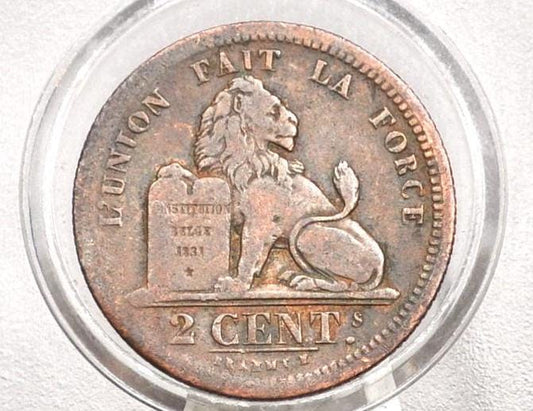 1833 Belgian 2 Centimes - F/VF, Great Detail - Leopold I - 1833 Belgium 2 Cents, Incredible Coin for a collection, Rare Year
