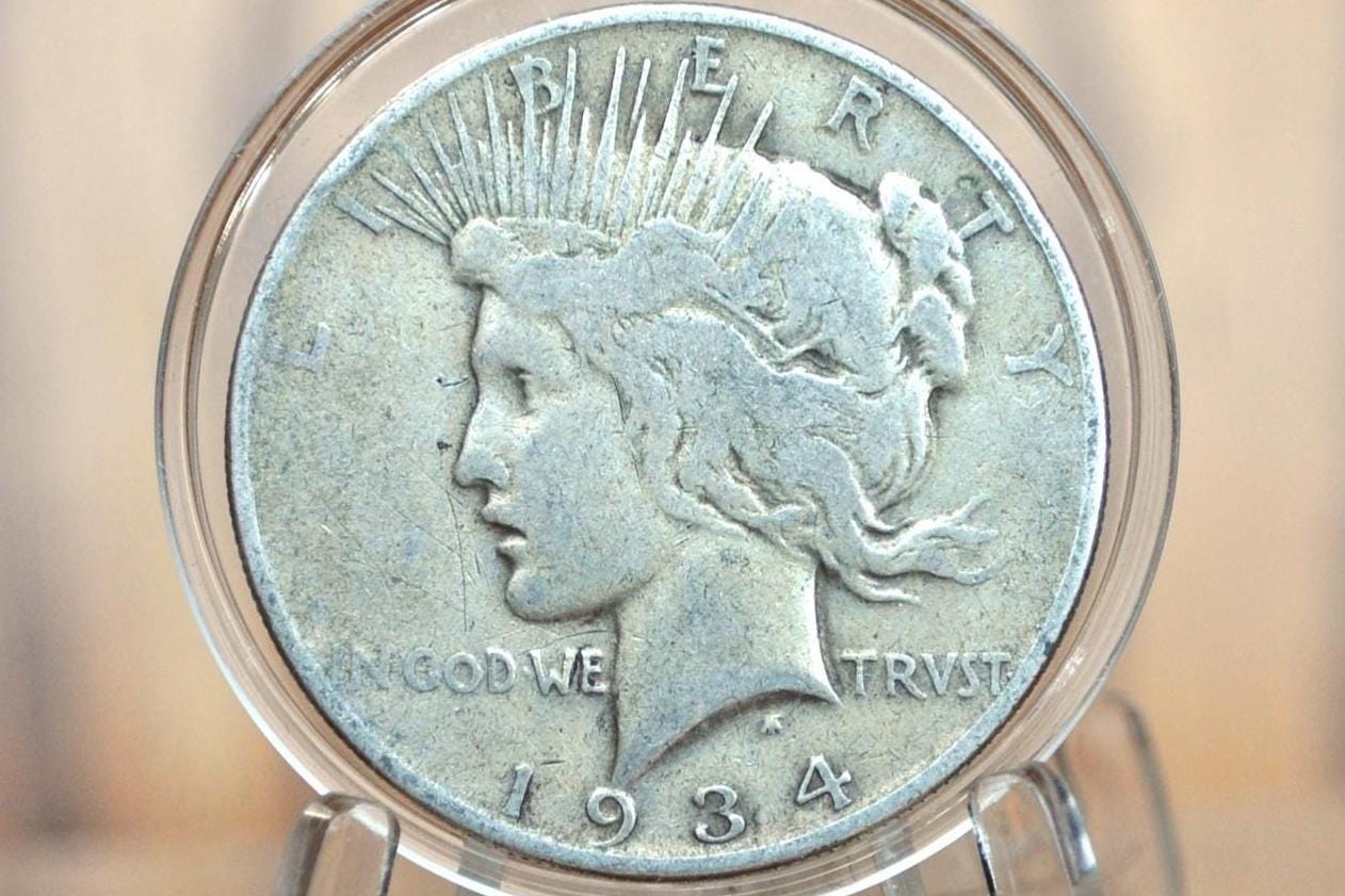 1934 Peace Dollar - Choose by Grade - 1934 P Peace Silver Dollar - Philadelphia Mint - Better Date & Mint Silver Dollar 1934 P