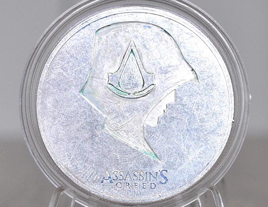 Silver Assassin's Creed Hooded Assassin Coin - Altair Assassin's Creed - .999 Silver - Collectible Gaming Token -