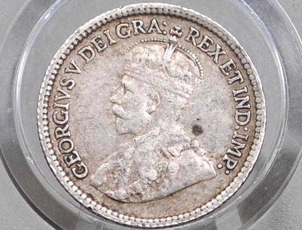 1917 Newfoundland 5 Cent, Sterling, Rare, Only 300,000 minted, VF Grade/Condition, Silver 5 Cents Newfoundland 1917 Five Cent Coin