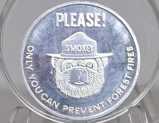 Smokey the Bear "Only You Can Prevent Forest Fires" Aluminum Token - State Forester Pledge Token - Vintage Collectible Token -