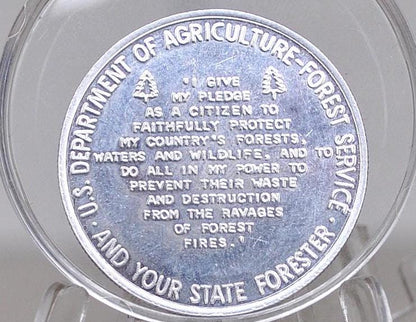 Smokey the Bear "Only You Can Prevent Forest Fires" Aluminum Token - State Forester Pledge Token - Vintage Collectible Token -