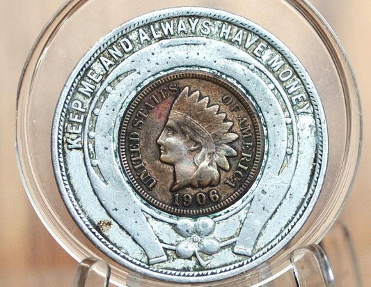 1904 St. Louis Worlds Fair Good Luck Token, Amazing Condition - Mascot Penny - I Bring Good Luck - Good Luck Charm 1904 Encased Penny