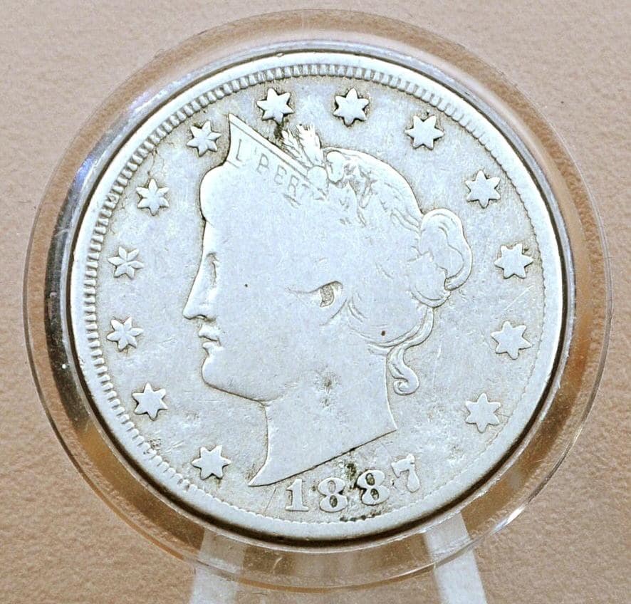 1887 Liberty Head Nickel - Choose by Grade - Semi-Key Date - 1887 V Nickel - Philadelphia Mint - 1887 Nickel - V Nickel Key Date