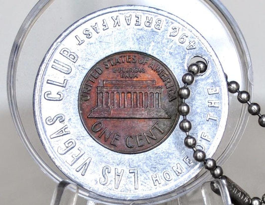 Las Vegas Penny Good Luck Token - Las Vegas Club - Good Luck Pocket Piece 1972 Encased Penny