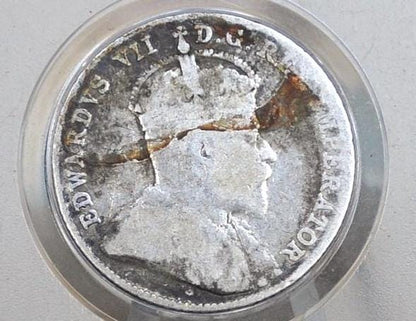 1910 Canadian Silver 10 Cent Coin - G/VG (Very Good) Condition - King George - Canada 10 Cent Sterling Silver 1910 Canada