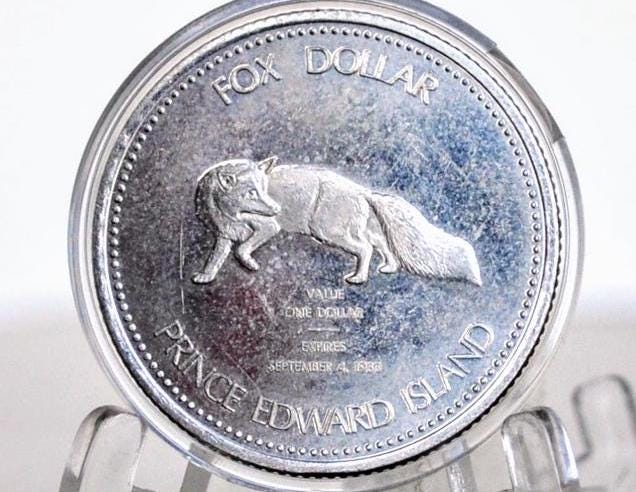 1980 Canada Greater Summerside Chamber of Commerce Fox Dollar Trade Dollar - Great Condition - Prince Edward Island One Dollar Fox Token -