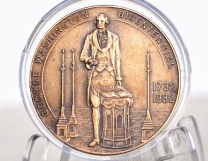 1932 George Washington Bicentennial Masonic Lodge of Alexandria - American Revolution Medal - Free Mason Token -
