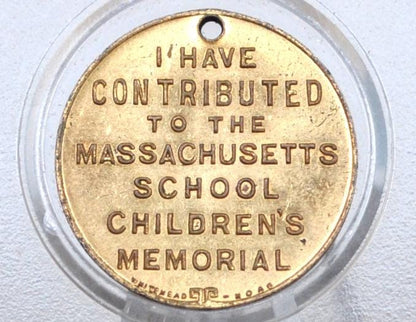 1932 George Washington Bicentennial Massachusetts School Children's Memorial - American Revolution Medal - Massachusetts Token -