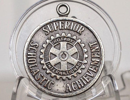 1985 Rotary International Merit Token for Superior Scholastic Achievement - Rotary Class Sterling Metal Award