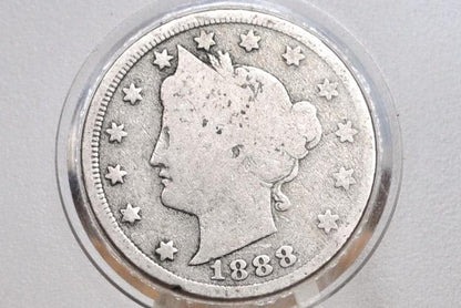 1888 Liberty Head Nickel - Choose by Grade - Key Date - 1888 V Nickel - Philadelphia Mint - 1888 Nickel - Rarer V Nickel Date