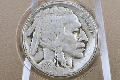 1924-D Buffalo Nickel - Fine+ (Fine15-VF20) Grade / Condition; Lower Mintage Date - Denver Mint 1924 Nickel Indian Head Nickel 1924 D