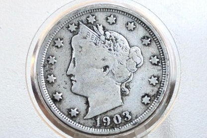 1903 V Nickel - Choose by Grade - 1903 Liberty Head Nickel - Barber Design - Vintage US Coin, Collectible - Also great for Jewelry