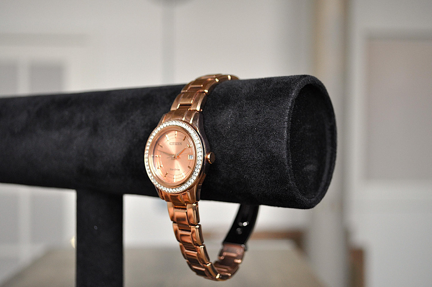 Savory Citizen Women's Silhouette Crystal Eco-Dive Rose Gold Tone Watch - Citizen Eco-Drive Watch - Citizen FE1123-51Q - Working!