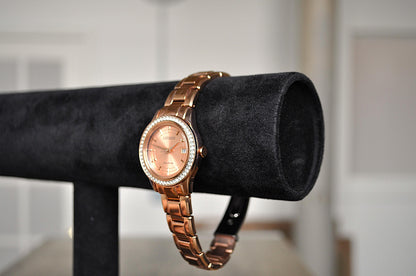 Savory Citizen Women's Silhouette Crystal Eco-Dive Rose Gold Tone Watch - Citizen Eco-Drive Watch - Citizen FE1123-51Q - Working!