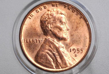1955 P,D,S Wheat Penny - AU/BU - San Francisco, Philadelphia, Denver Mints - Collectible Coin - 1955 S Wheat Cent 1955 D 1955 P Lincoln Cent
