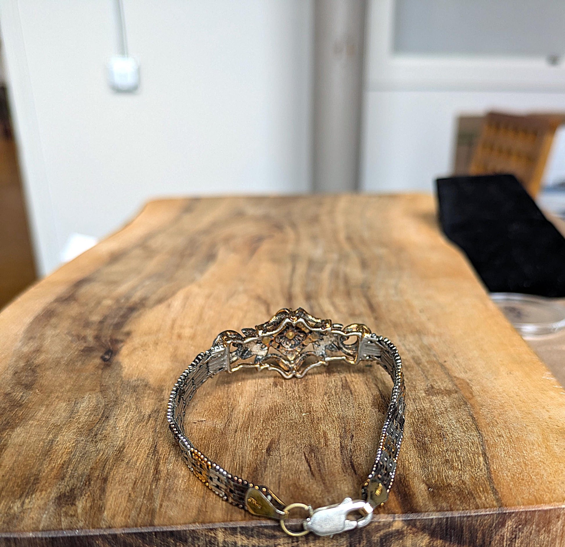 Regal Sterling Silver Cubic Zirconia 3-Tone Bracelet - 7 Inches - Replaced Clasp - Sterling Silver 925 Cubic Zirconia 3-Tone Bracelet