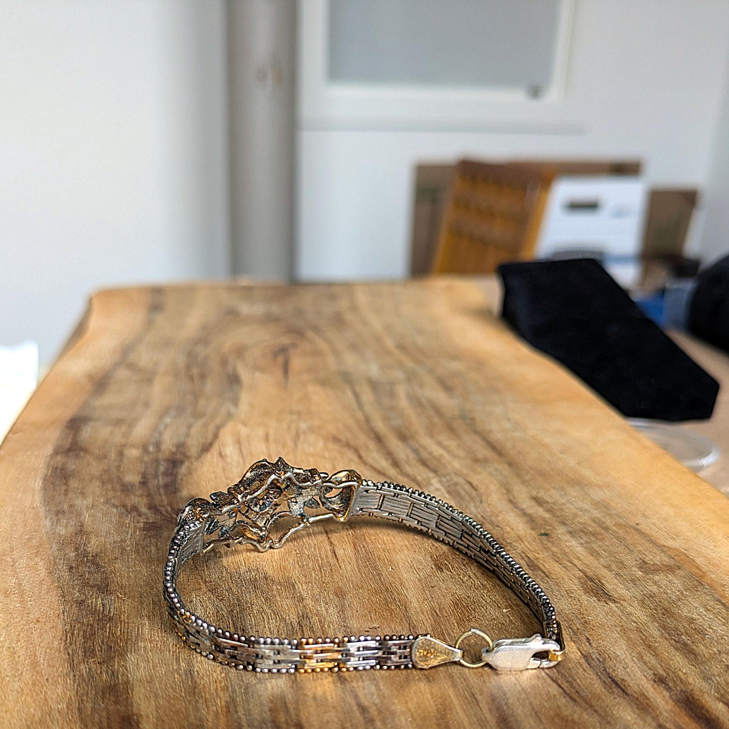 Regal Sterling Silver Cubic Zirconia 3-Tone Bracelet - 7 Inches - Replaced Clasp - Sterling Silver 925 Cubic Zirconia 3-Tone Bracelet