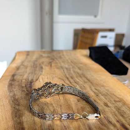 Regal Sterling Silver Cubic Zirconia 3-Tone Bracelet - 7 Inches - Replaced Clasp - Sterling Silver 925 Cubic Zirconia 3-Tone Bracelet