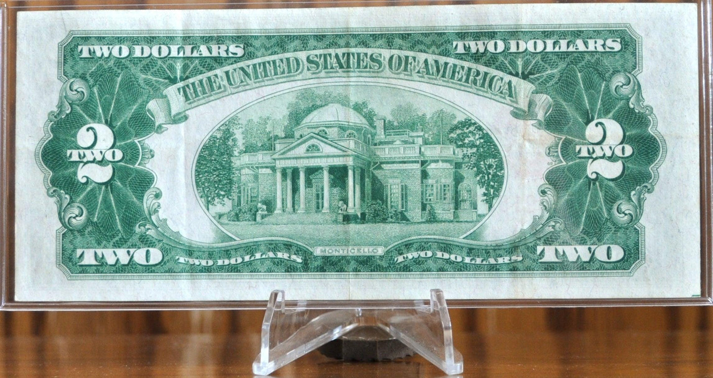 1928A Legal Tender 2 Dollar Note - Almost Uncirculated (AU) - Woods/Mellon Signed - 1928-A Two Dollar Red Seal Note - Fr#1502