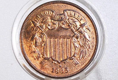 1865 Two Cent US Coin - G-XF (Good to Extremely Fine) Choose by Grade - Civil War Era - 2 Cent Piece 1865 Two Cent Coins