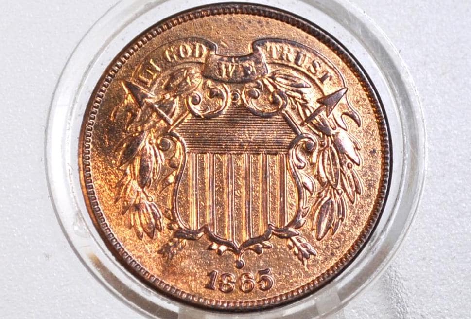 1865 Two Cent US Coin - G-XF (Good to Extremely Fine) Choose by Grade - Civil War Era - 2 Cent Piece 1865 Two Cent Coins