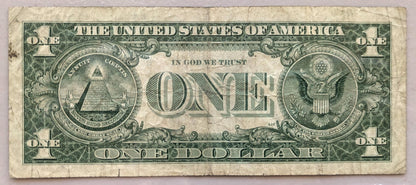 1957 B Silver Certificate 1 Dollar Note - Very Fine (VF) - Fancy Repeating Serial Number - 1957B One Dollar Blue Seal Banknote- Fr#1621