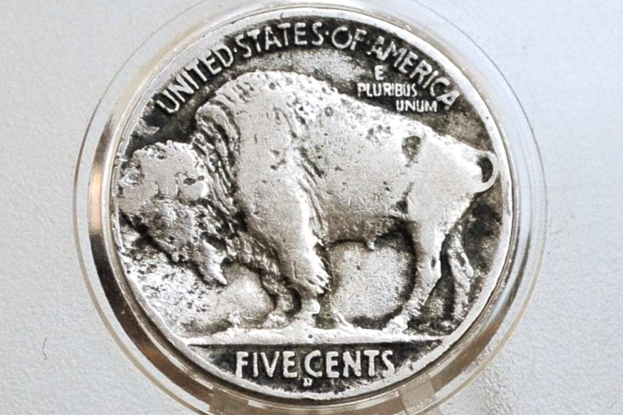 1914-D Buffalo Nickel - F (Fine) Grade / Condition - Denver Mint 1914 Nickel Indian Head Nickel 1914D Key Date Buffalo 1914 D