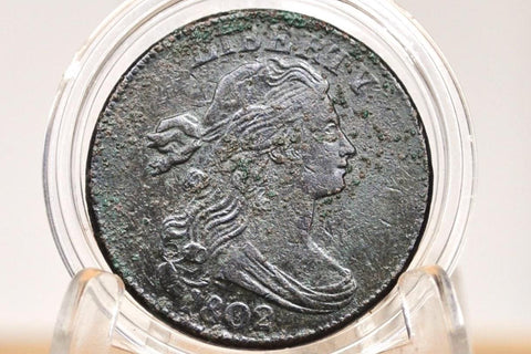 1802 Draped Bust Large Cent - Uncirculated Details, Prior Corrosion - US Large Cent 1802 One Cent US - Rarer Date, Competitively Priced