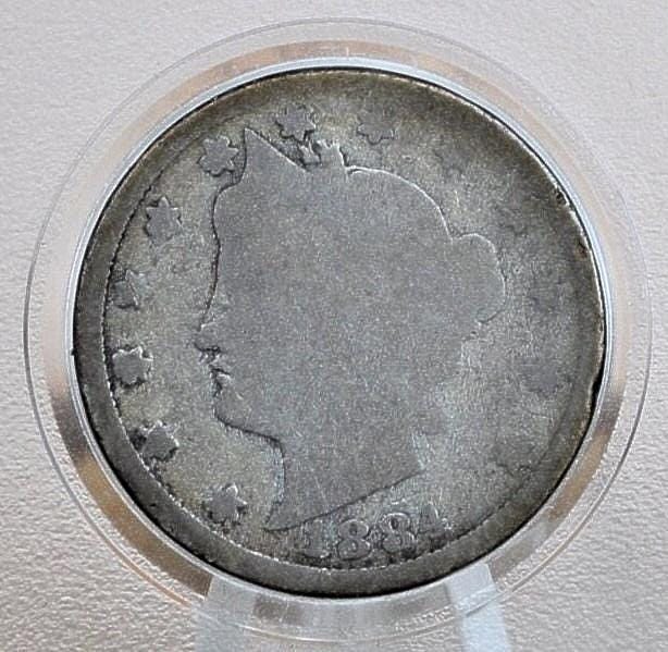1884 Liberty Head Nickel - Cull Grade - Semi-Key Date - 1884 V Nickel - Philadelphia Mint - 1884 Nickel - V Nickel Key Date
