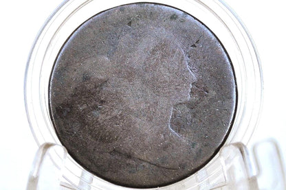 1802 Draped Bust Large Cent, With Stems - Fair, Very Worn, Weak Date but readable - US Large Cent 1802 One Cent US - Lower Grade