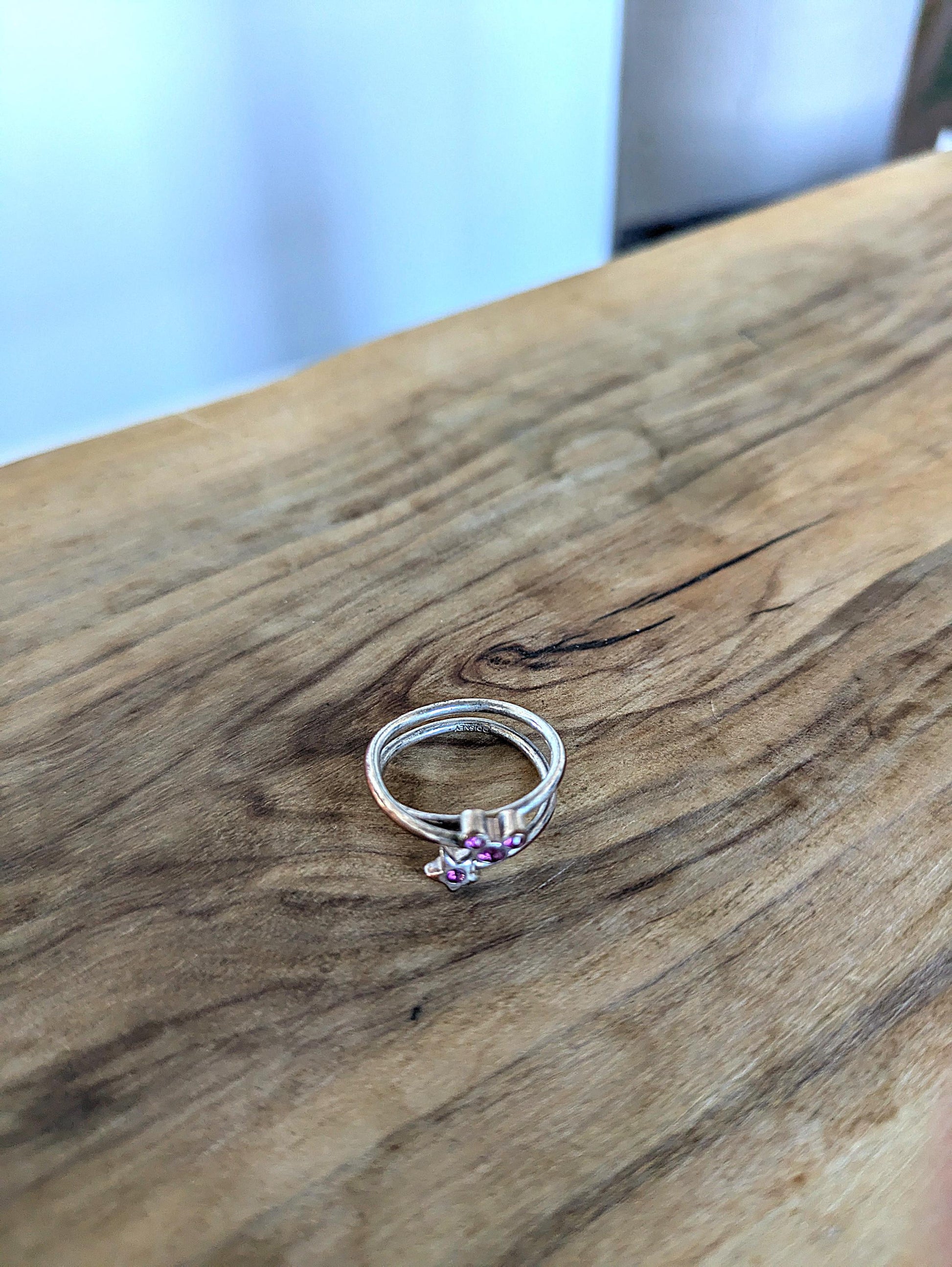 Vintage Sterling Silver Disney Amethyst Birthstone Ring - Size 5.5 - Star and Mickey Mouse Ears Ring - Amethyst Birthstone Ring Disney