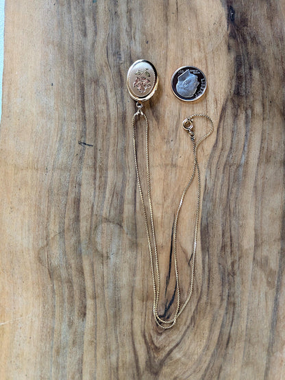 Beautiful 14K Gold Filled Rose Gold Black Hills Oval Photo Locket - 18 Inches - Black Hills Rose Gold Floral Oval Photo Locket