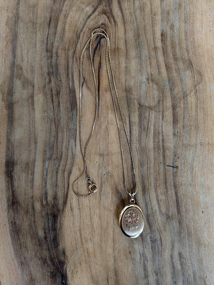 Beautiful 14K Gold Filled Rose Gold Black Hills Oval Photo Locket - 18 Inches - Black Hills Rose Gold Floral Oval Photo Locket