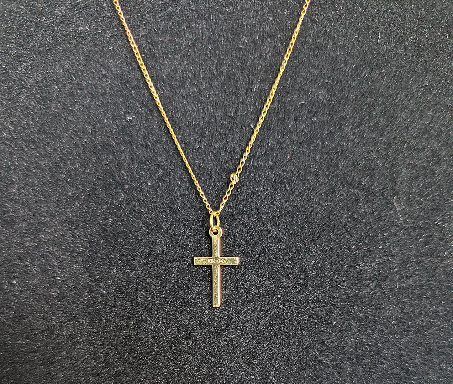 Youthful 10K Gold 1st Communion/Baptism Cross Necklace - 12.5 Inches - Babies First Baptism/Communion 10K Gold Cross Necklace