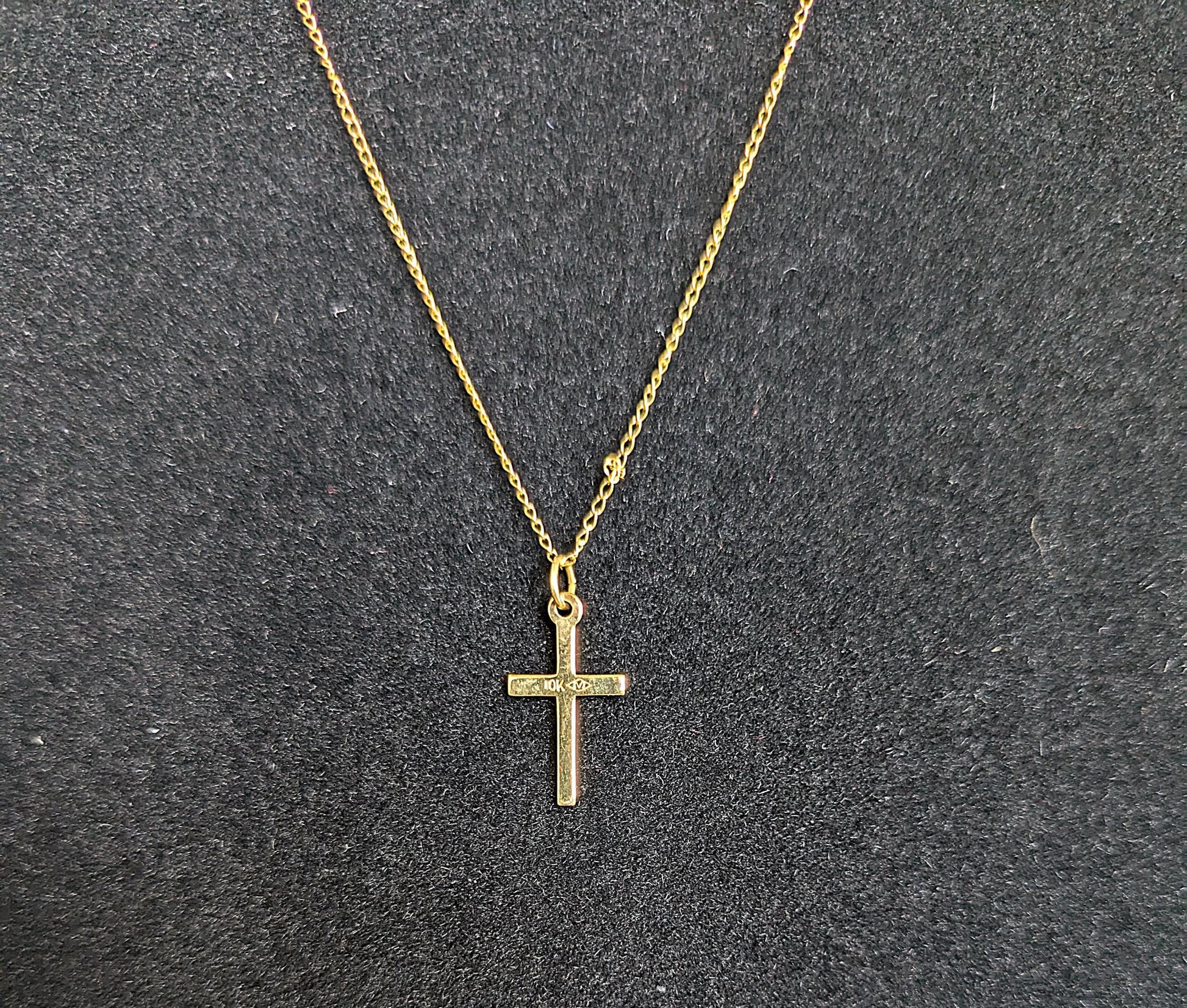 Youthful 10K Gold 1st Communion/Baptism Cross Necklace - 12.5 Inches - Babies First Baptism/Communion 10K Gold Cross Necklace