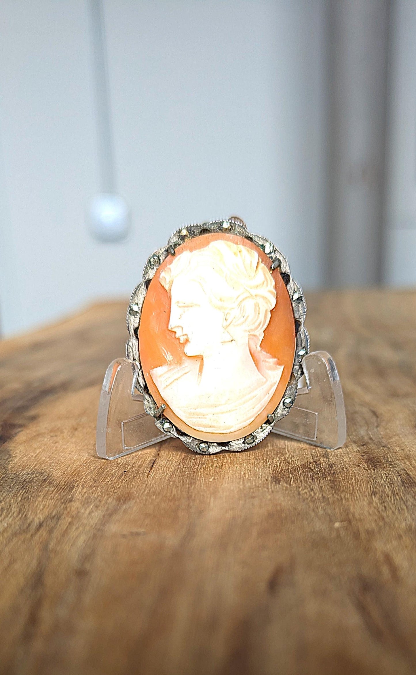 Antique Authentic 800 Continental Silver Cameo Pendant - Vintage Victorian Woman Cameo 800 Continental Silver Pendant