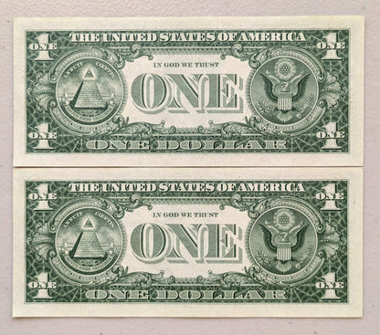 Consecutive Pair 1988-A 1 Dollar Federal Reserve Star Notes - Richmond E Issue - 1988 A One Dollar Star Notes Sequential Pair - Fr#1915-E*