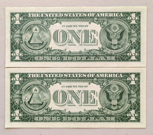 Consecutive Pair 1988-A 1 Dollar Federal Reserve Star Notes - Richmond E Issue - 1988 A One Dollar Star Notes Sequential Pair - Fr#1915-E*
