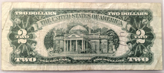 1963 Star Red Seal 2 Dollar Note - Vf (Very Fine) Grade - Low Fancy Serial Number, 5 Digits - 1963 Two Dollar U.s. Star Note - Fr#1513*